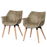 ARMLEHNENSTUHL - Massivholz / Textil - Schlammfarben, Holz/Textil (70/81/64cm) - home24