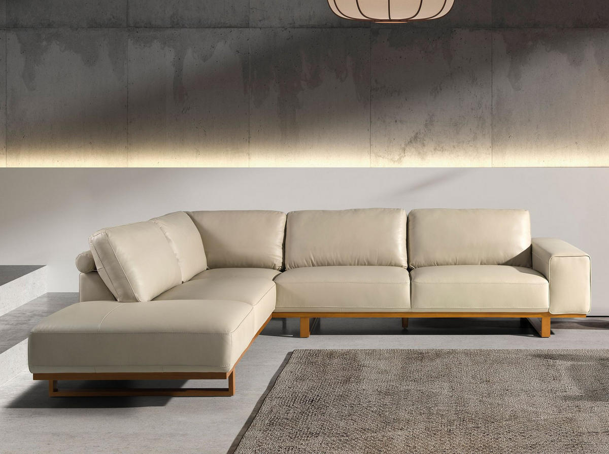 ECKSOFA Ecksofa links Leder sand 316/252/82 cm - Sandfarben/Honig, Leder (316/252cm) - ANGEL CERDA