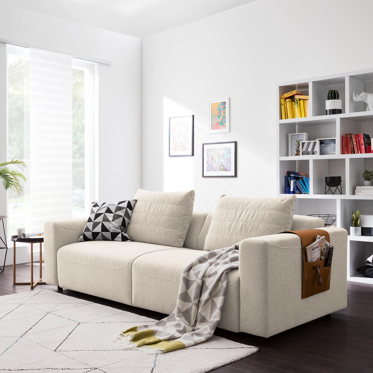 3-SITZER SOFA - Webstoff - Beige, Textil (233/83/100cm) - home24