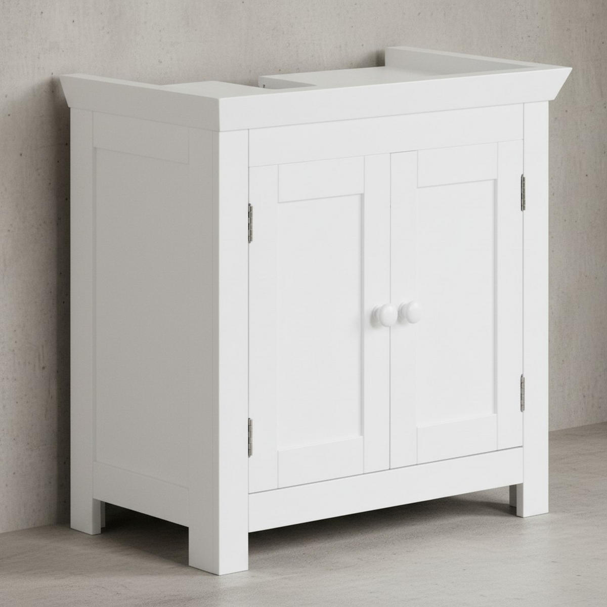 WASCHBECKENUNTERSCHRANK Weiß 50x25x41 cm im Landhausstil aus MDF - Weiß, Holz/Holzwerkstoff (57/56/30cm) - KADIMA DESIGN