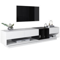 TV-LOWBOARD aus Spanplatte 190x40x42 cm Schwarz-Weiß Hochglanz mit 3 Schubladen - Schwarz, Holzwerkstoff (190/42/40cm) - IVMEU