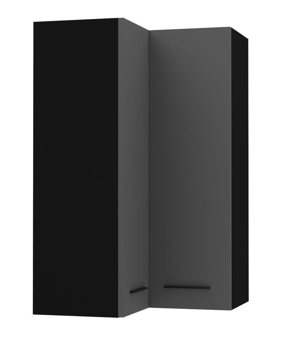 ECKHÄNGESCHRANK Bonn W14/60 schwarz / graphit matt 60 / 60 / 96cm - Schwarz/Graphitfarben, Holz/Holzwerkstoff (60/96/60cm) - Feldmann-Wohnen