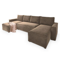 ROHOVÁ SEDAČKA DENI béžová - šedá/béžová, dřevo/textil (295/140cm) - MASSENO