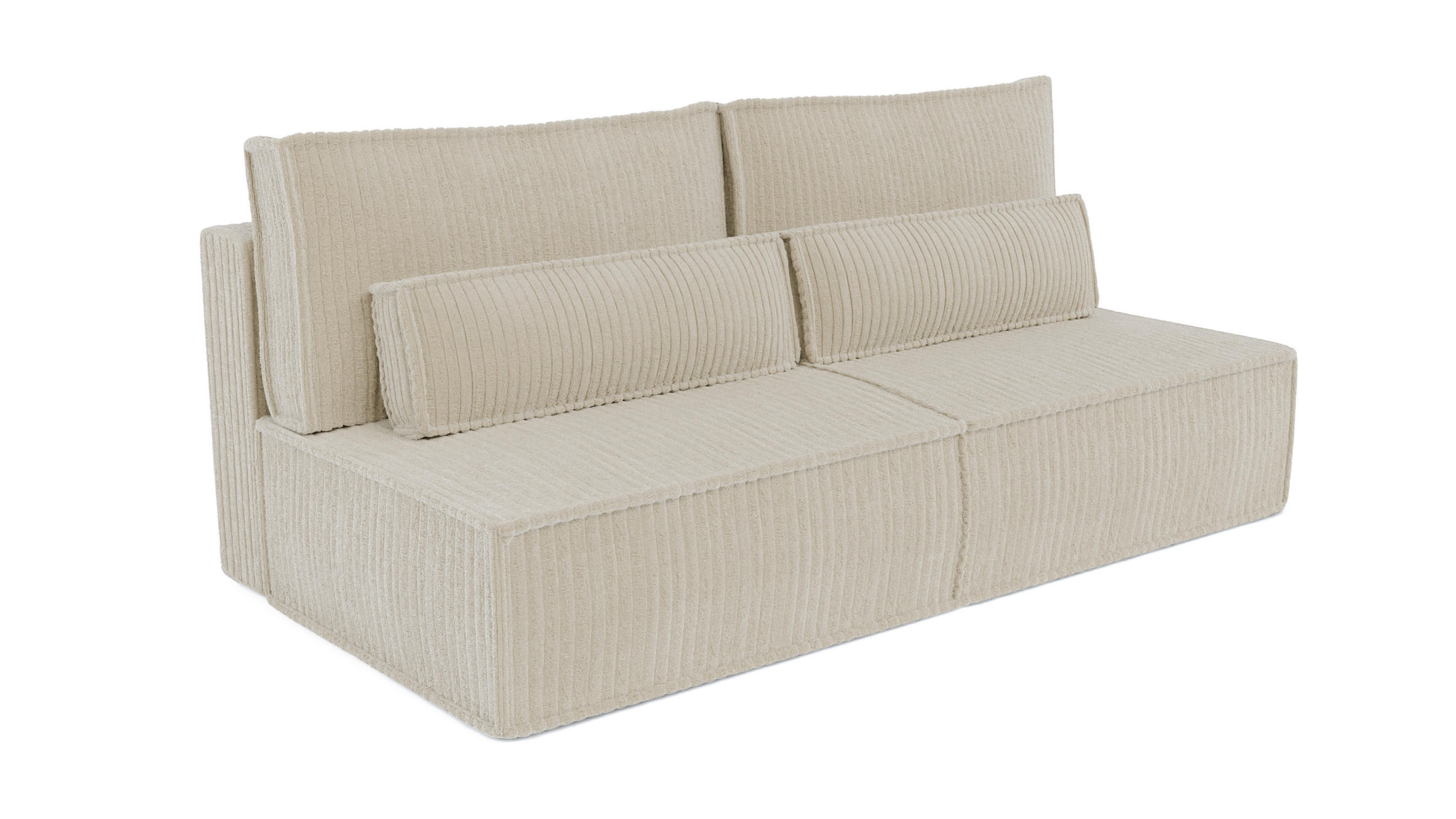 BETTSOFA LINO Creme Kordstoff mit Schlaffunktion - Creme, Textil (97/87/198cm) - MASSENO