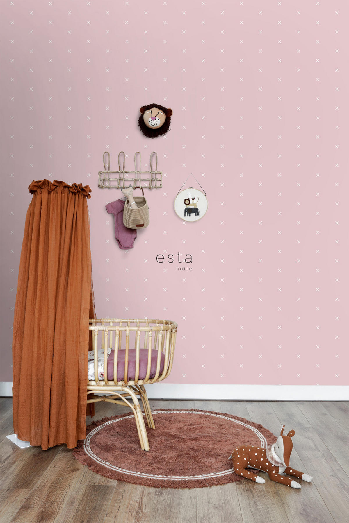 TAPETE grafisches Motiv 53 cm x 10.05 m - Pink, Papier (53/0.1cm) - ESTAhome