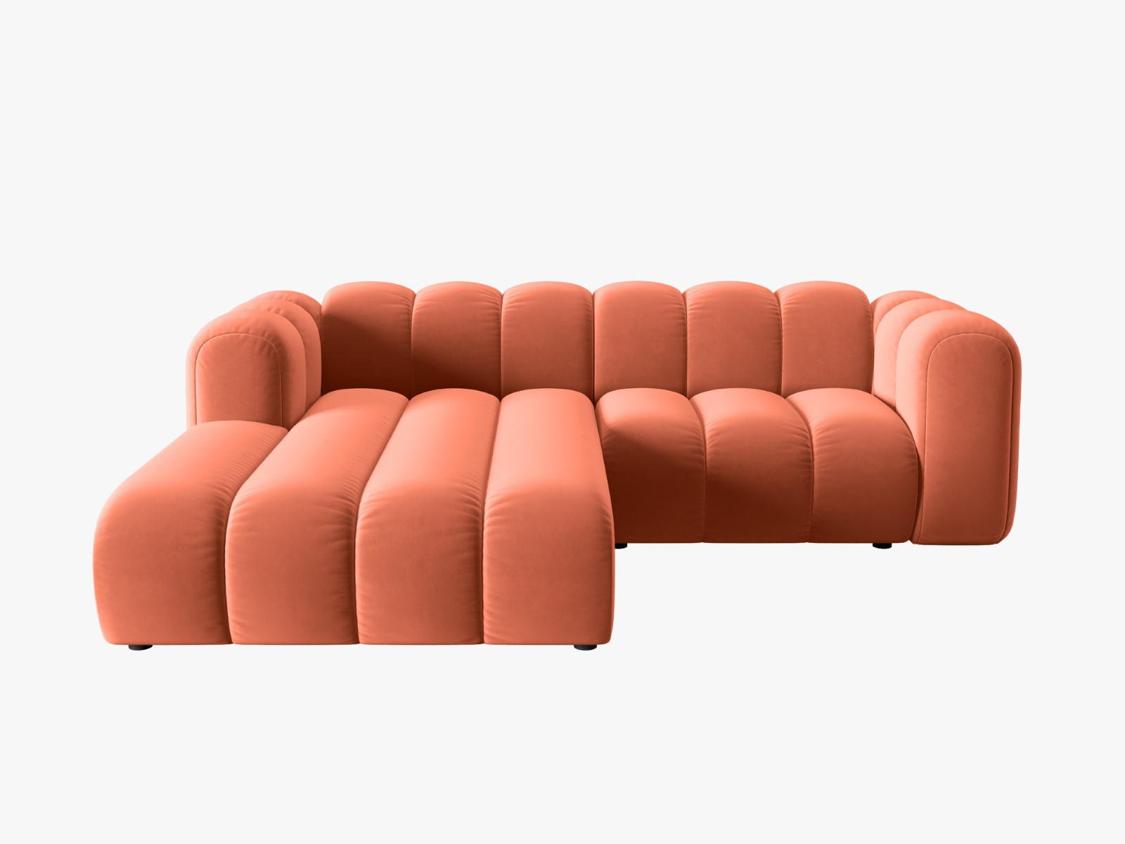 ECKSOFA modular links Lupine aus Samt koralle 3 Sitzplätze - Koralle, Textil (177/230cm) - Micadoni