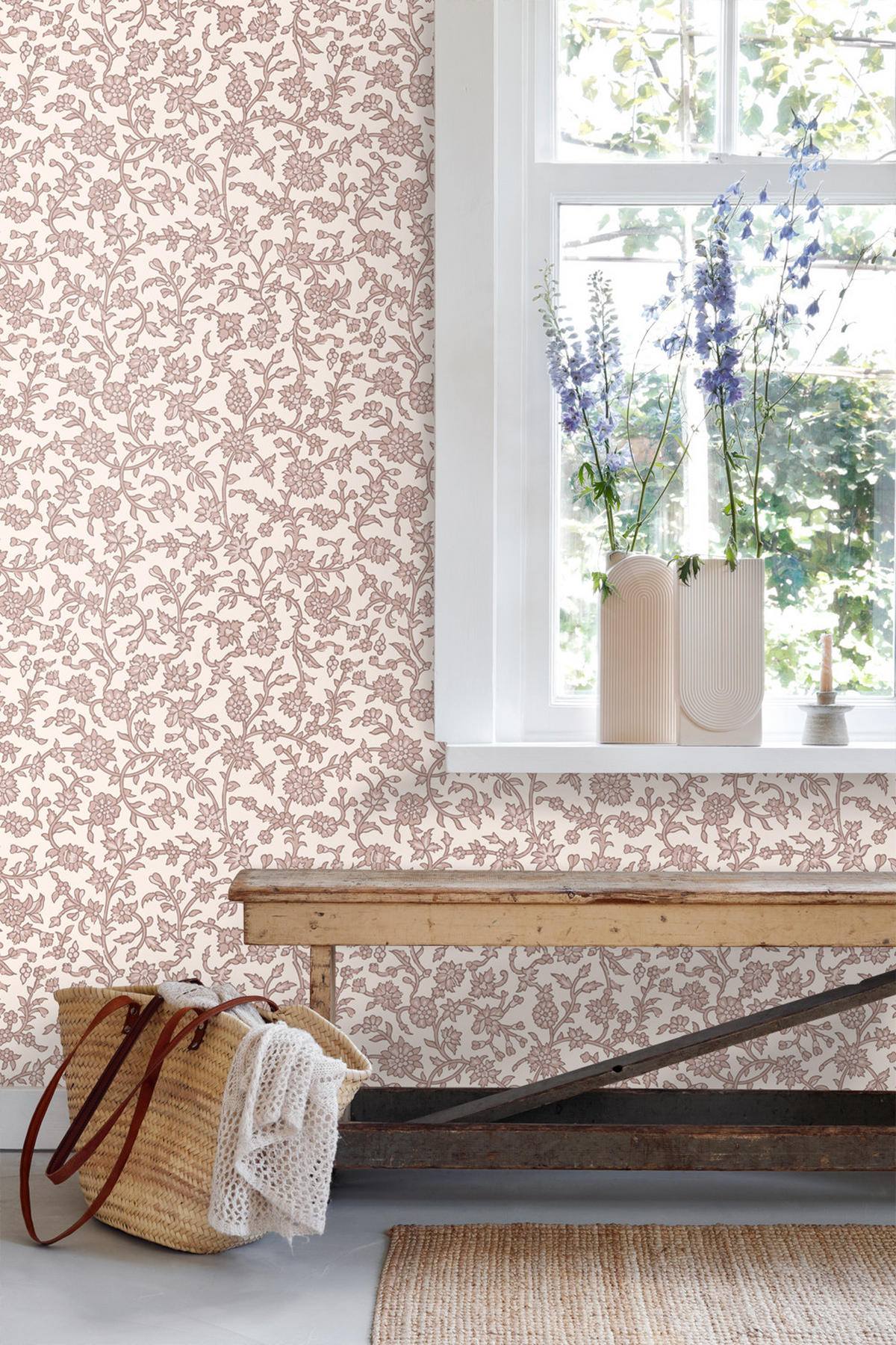 TAPETE Blumenmuster 50 x 900 cm - Pink, Papier (50/900cm) - ESTAhome