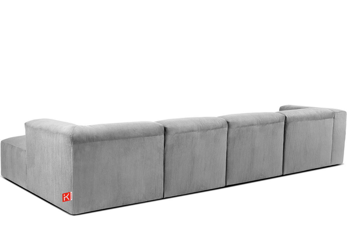 ECKMODULSOFA-RECHTS BUFFO 6-Sitzer mit extrem weicher Sitzfläche, Kordstoff, hellgrau - Hellgrau, Textil (377/180cm) - KONSIMO®