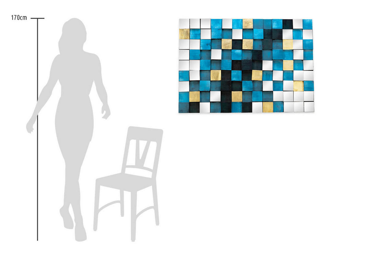 HOLZBILD Blau 100/70 cm - Blau, Holz/Kunststoff (9/70cm) - KUNSTLOFT