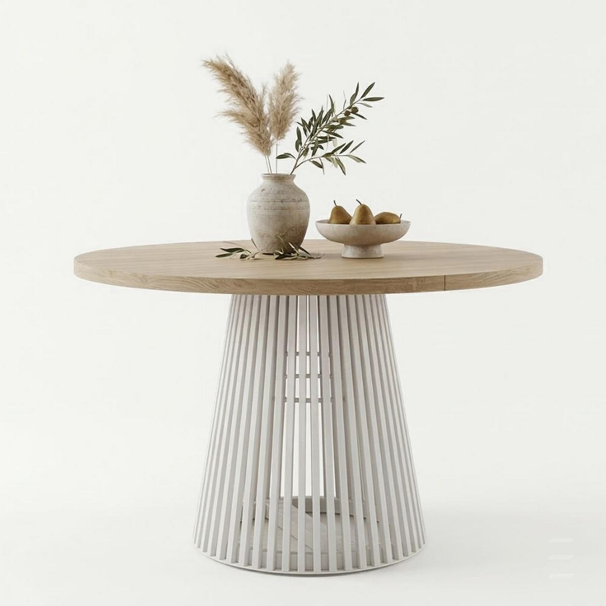 ESSTISCH runder ausziehbarer Tisch für Esszimmer DOVER 110 / 210 cm, Farbe: Eiche Sonoma / Weiß - Weiß/Sonoma Eiche, Holz (210/110/77cm) - Dekori_Interiors