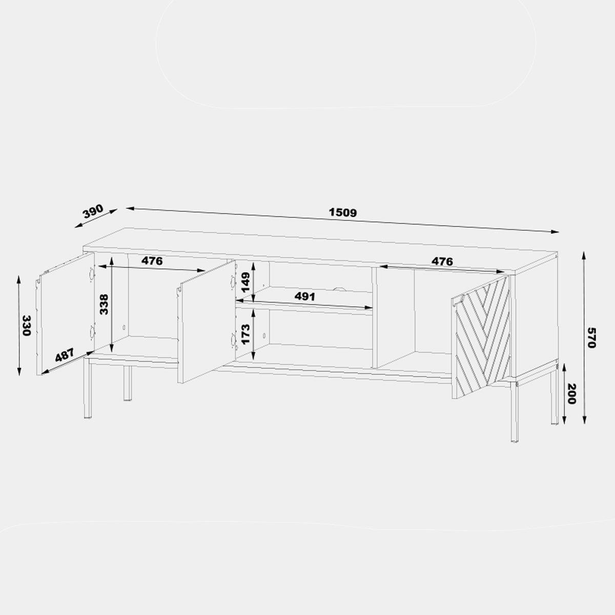 TV-MÖBEL Daria Kaschmir - Kaschmir, Holzwerkstoff (151/77/39cm) - Petits-meubles