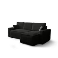 ECKSOFA AMRO CORD Schwarz mit Schlaffunktion - Schwarz, Kunststoff/Textil (237/140cm) - Luxkor24