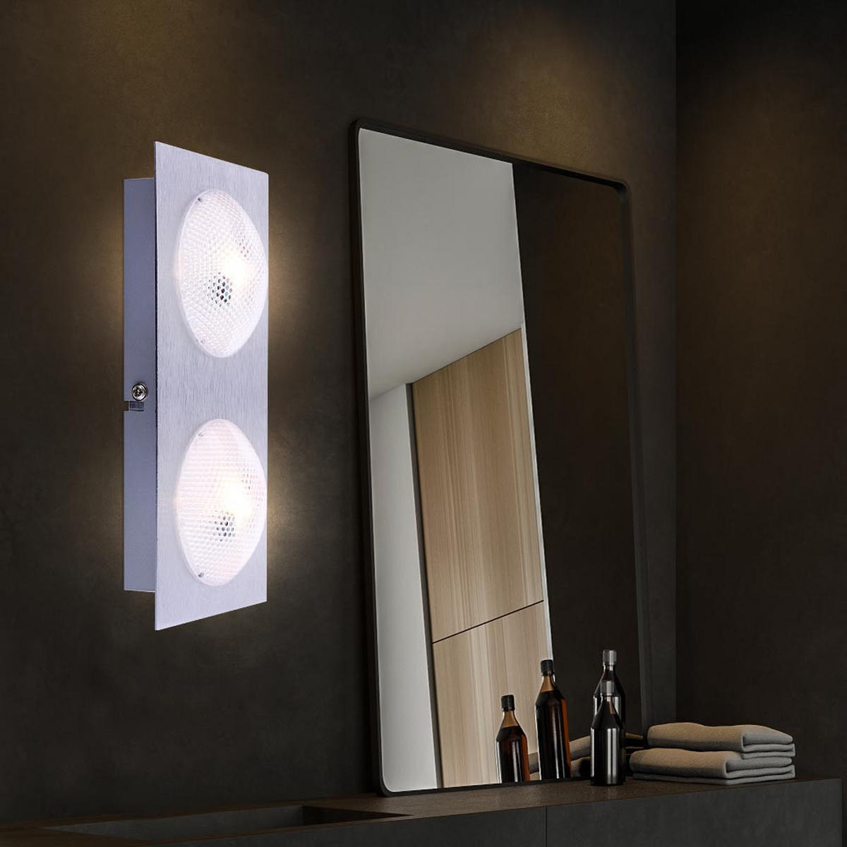 LED DECKENLEUCHTE TINA Silber satiniert 2 Flammig - Silberfarben, Metall (22/11/5cm) - Globo Lighting