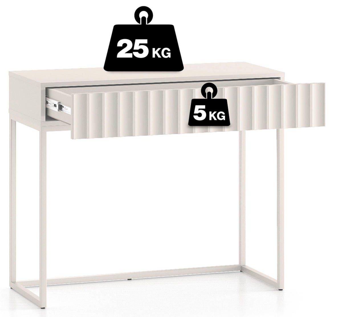 SCHMINKTISCH Derriva Hellbeige 91 cm - Ecru/Beige, Holzwerkstoff/Metall (40/91.6/78.1cm) - Selsey