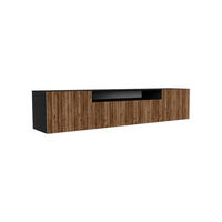 TV-SCHRANK Mio 200 cm, dreitürig, schwarz, catania - Schwarz/Braun, Kunststoff (200/40/41cm) - Margaret Hadas24