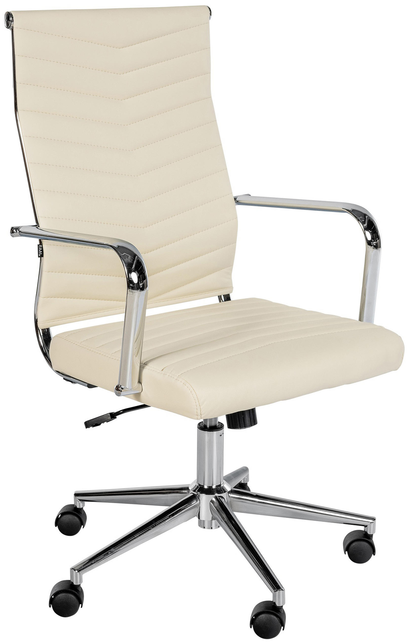 BÜROSTUHL Zynor Kunstleder creme - Chromfarben/Creme, Metall (57/109/60cm) - TPFLiving