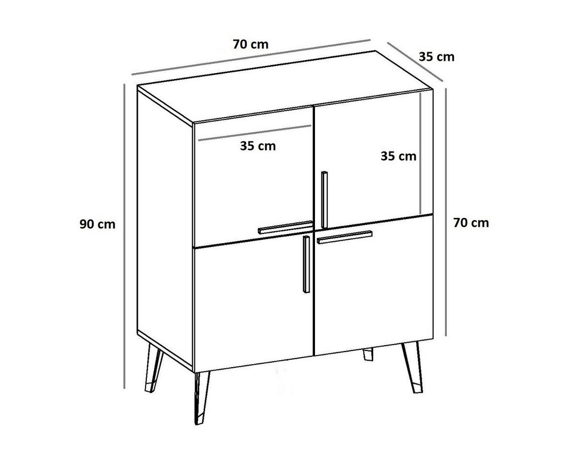 BUFFETSCHRANK makro grau anthrazit - Grau, Holz (35/90/70cm) - Habitat Garten