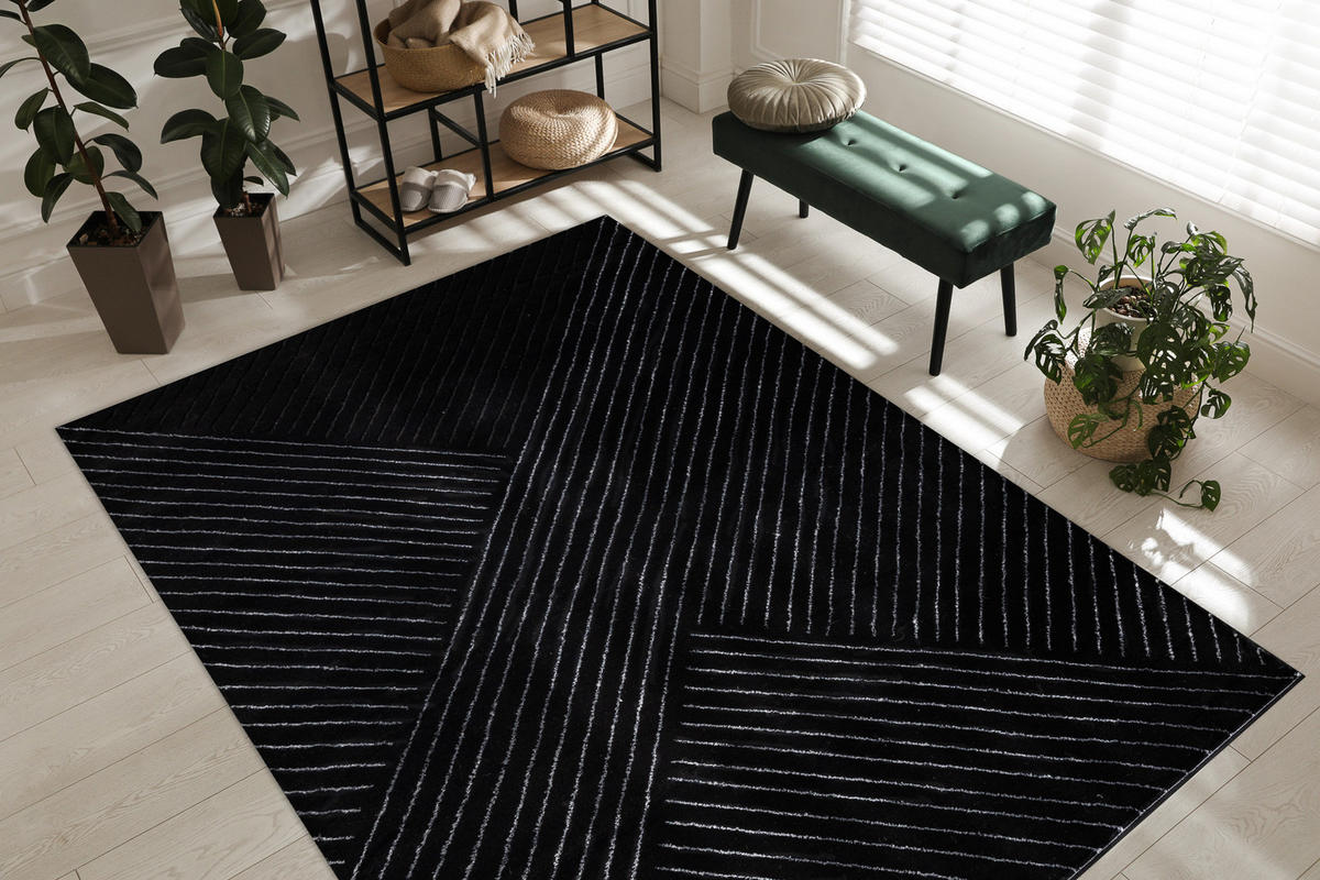 TEPPICH Emerald 120/170 cm - Schwarz, Textil (120/170cm) - rugsX