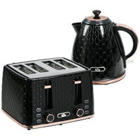 WASSERKOCHER-TOASTER SET, 1,7 L, 4 Scheiben, Kunststoff, Schwarz - Schwarz, Kunststoff (19.5/23.4/24.2cm) - Rolipo
