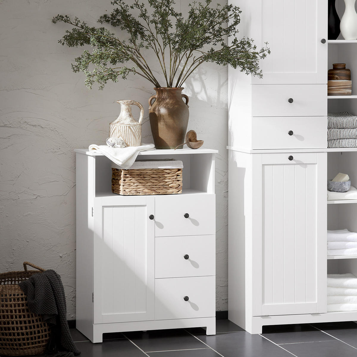 BADEZIMMERSCHRANK Weiß - Weiß, Holzwerkstoff (60/86/33cm) - SoBuy