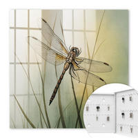 SCHLÜSSELBOX Weiß 30x30 cm – Türöffnung nach rechts - Libellennatur - Grün, Metall (30/30/5cm) - TULUP