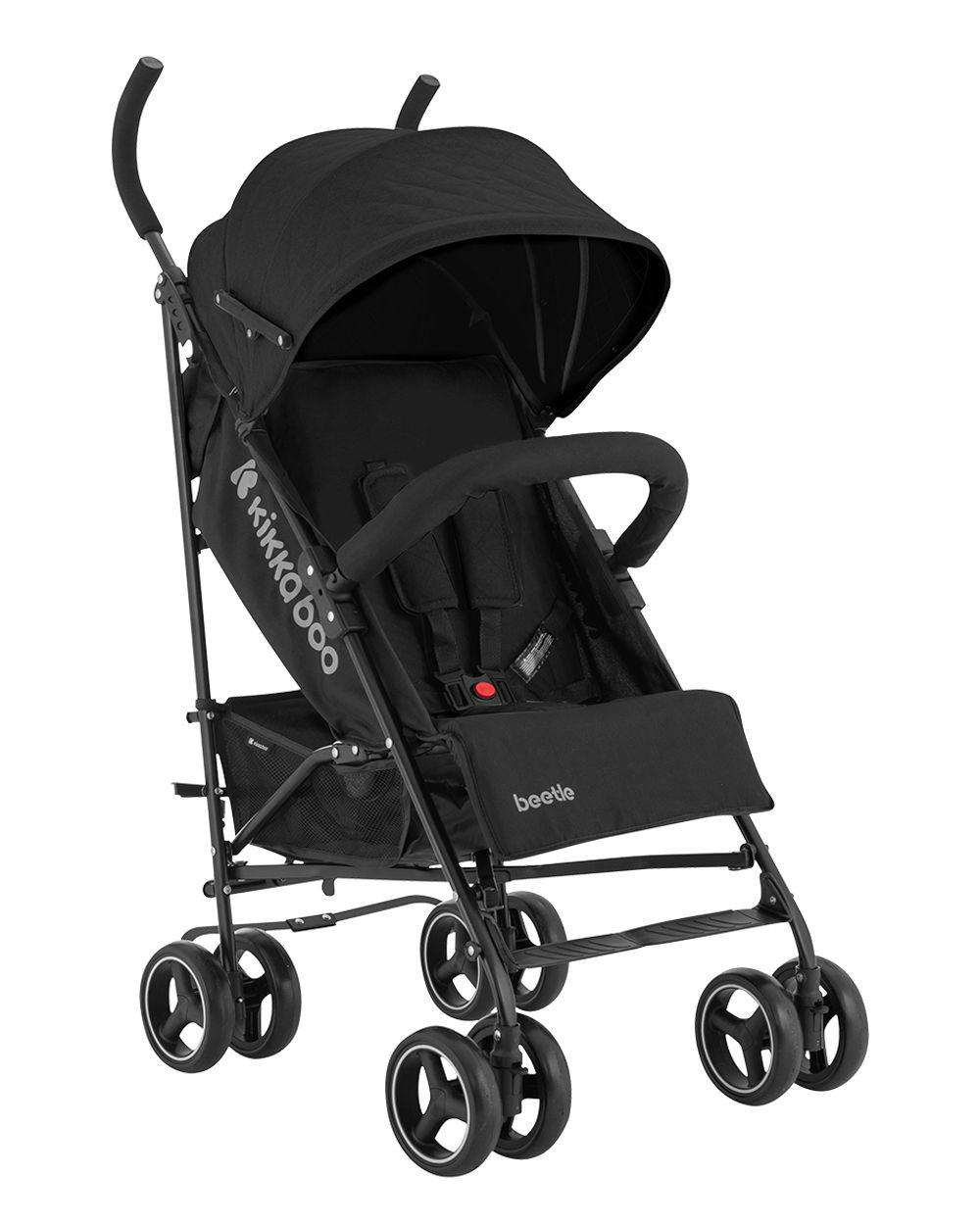 KINDERWAGEN Käfer black Stahlrahmen, Korb, abnehmbare Vorderräder, Fußstütze - Schwarz, Metall (78/48/104cm) - Kikka boo