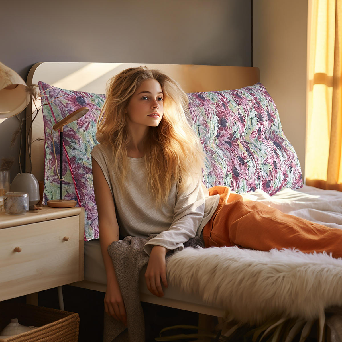 KEILKISSEN Ergonomisches Rosa Blumen 180cm - Pink, Textil (20/180cm) - Vercart