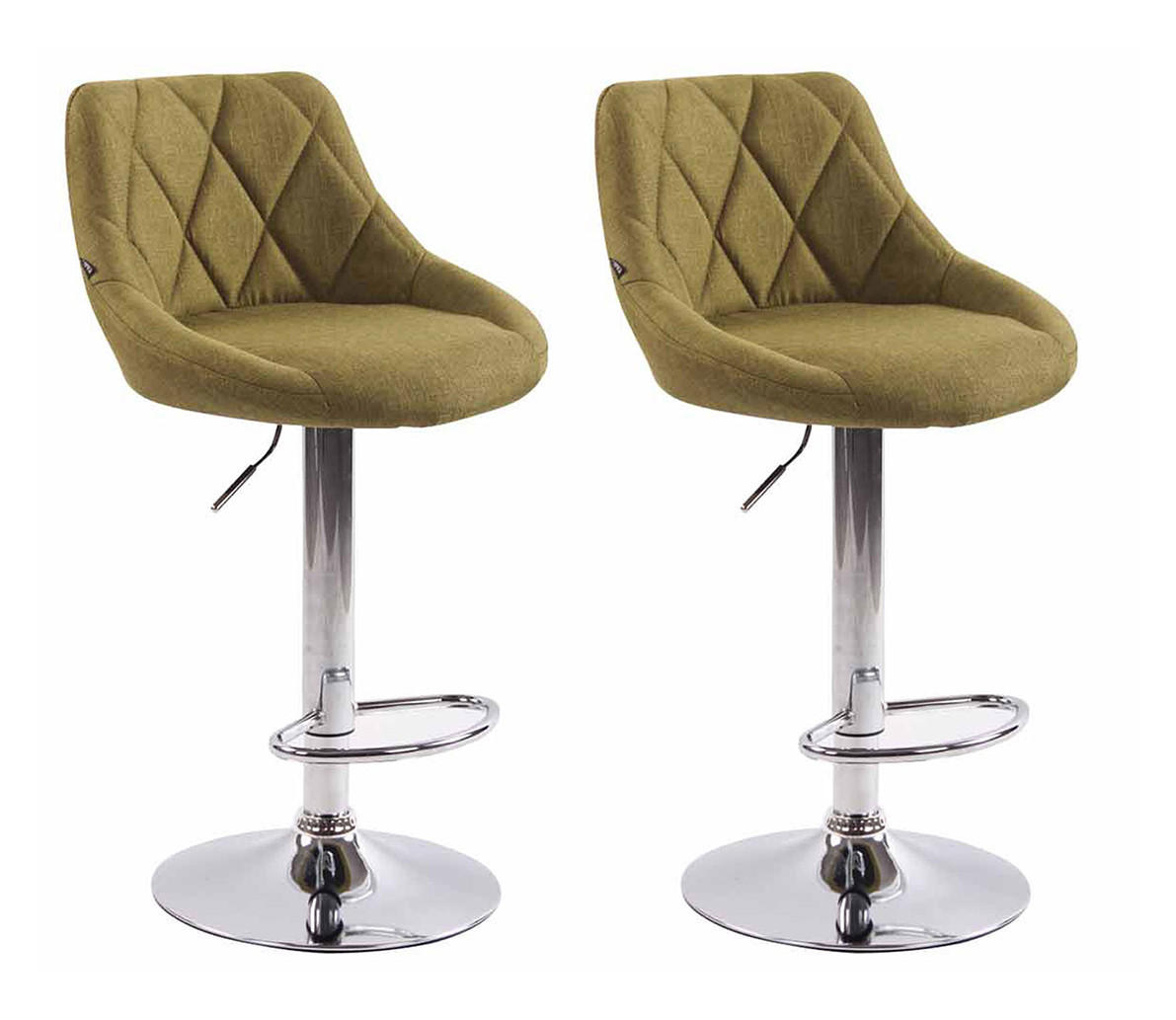 BARHOCKER 2er Set Stoff grün - Chromfarben/Grün, Textil/Metall (46/83/49cm) - CLP
