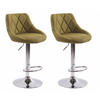 BARHOCKER 2er Set Stoff grün - Chromfarben/Grün, Textil/Metall (46/83/49cm) - CLP