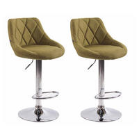 BARHOCKER 2er Set Stoff grün - Chromfarben/Grün, Textil/Metall (46/83/49cm) - CLP