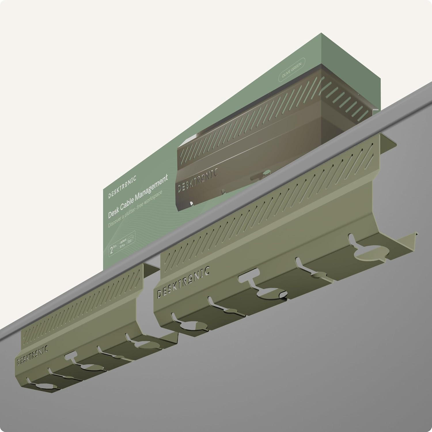 KABELKANAL Schreibtisch Grün, 2x43cm, Hochwertiger Stahl - Grün, Metall (43/12/10cm) - Desktronic