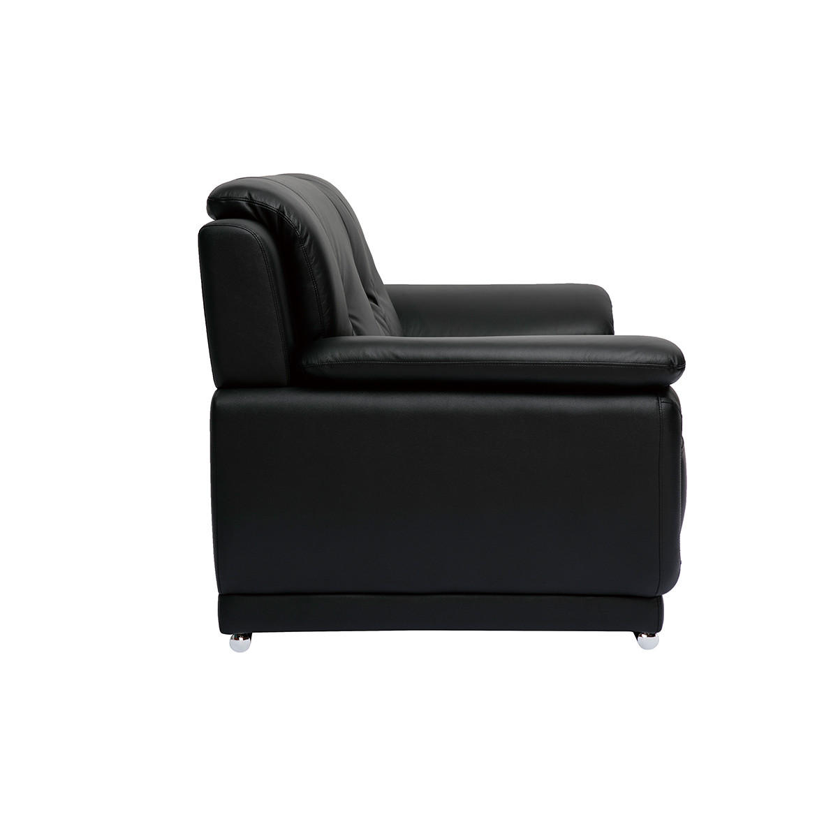 LEDERSOFA TAMARA 2-Sitzer Büffelleder schwarz Design - Schwarz, Leder (94/89/177cm) - Miliboo