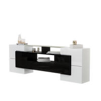 TV-ELEMENT mit LED 200 x 35 x 60 cm Weiß Schwarz - Schwarz, Holzwerkstoff (35/60/200cm) - Beauniv