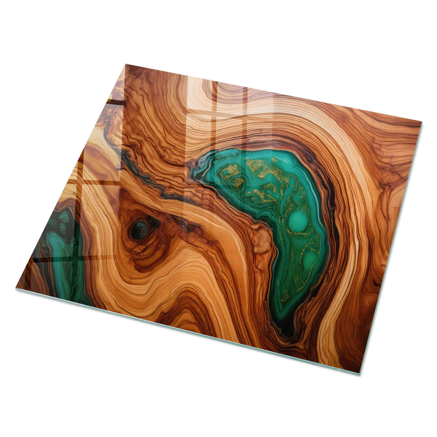 GLASPLATTE 80x60 cm – Holzwellen - Braun, Glas (0.4/80/60cm) - ArtPrintCave