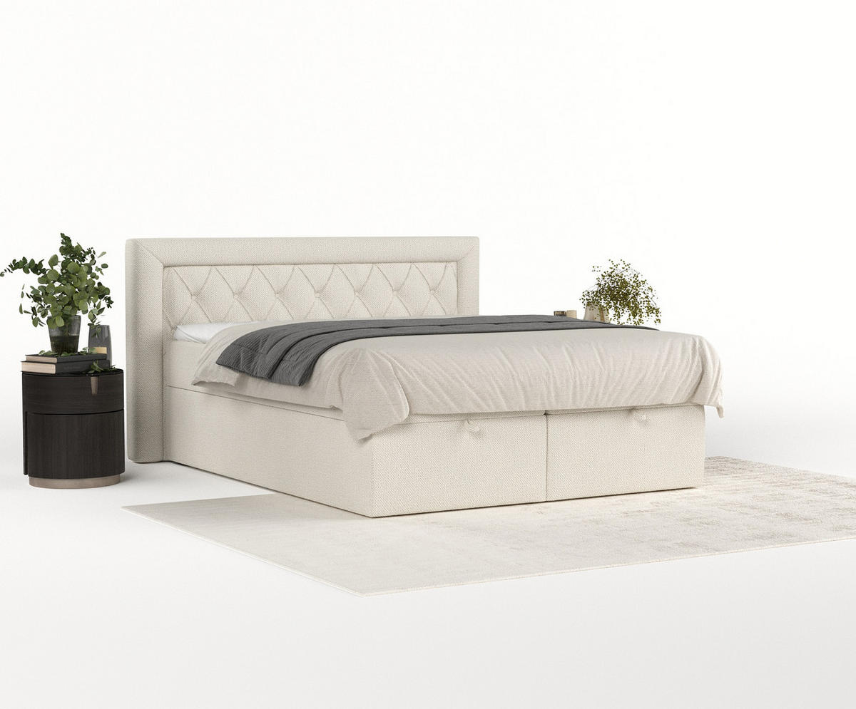 BOXBETT Jayleen Beige 180/200 cm - Beige/Schwarz, Holz/Holzwerkstoff (180/200cm) - Maison de Reve