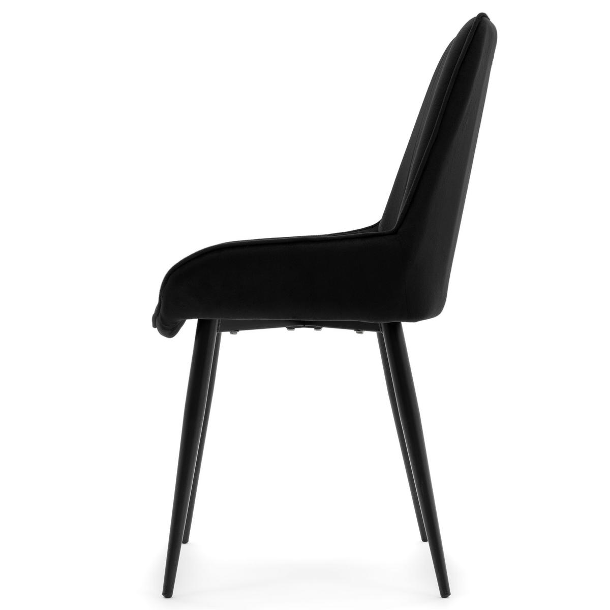 STUHL LUCA gepolstert mit Steppung - schwarz schwarze Beine - Samt Velours - Schwarz, Textil/Metall (51/88/50cm) - NEW HOME