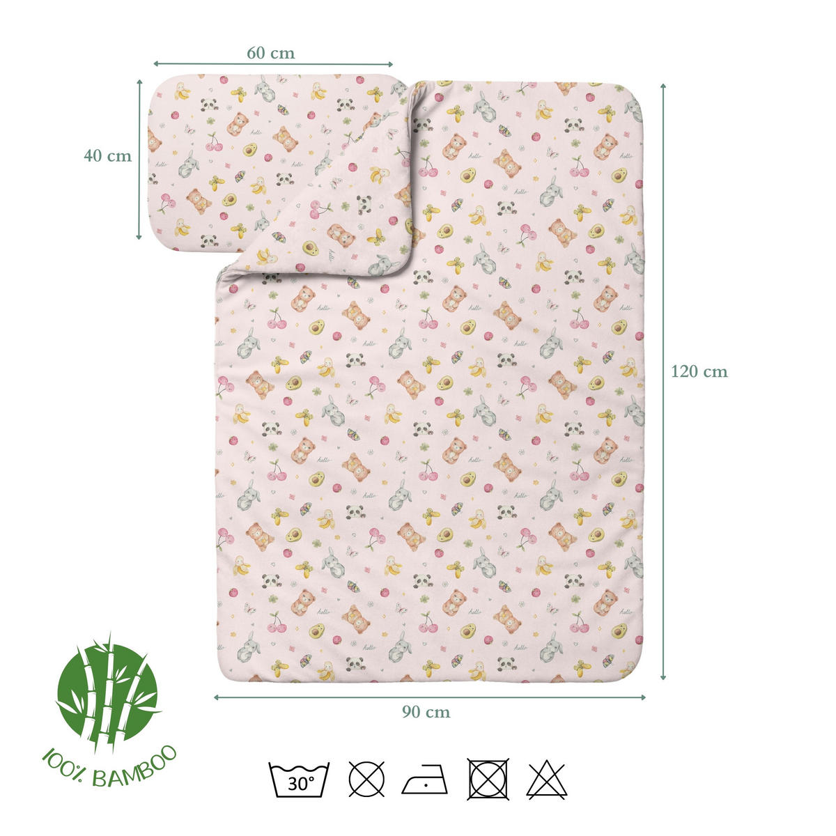 BAMBUSOVA posteljnina za dojenčke Candycute - roza, tekstil (90/120cm) - waldin