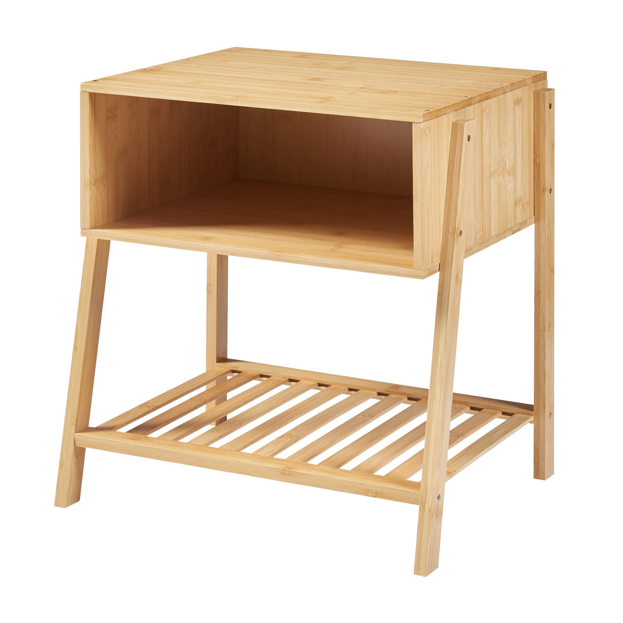 NACHTTISCH Håbo - Naturfarben, Holz (45/50/36cm) - [en.casa]