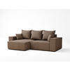 ECKSOFA MIT SCHLAFFUNKTION Moyo Hellbraun Webstoff - Hellbraun/Schwarz, Holz/Holzwerkstoff (255/148cm) - Maison de Reve