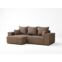 ECKSOFA MIT SCHLAFFUNKTION Moyo Hellbraun Webstoff - Hellbraun/Schwarz, Holz/Holzwerkstoff (255/148cm) - Maison de Reve