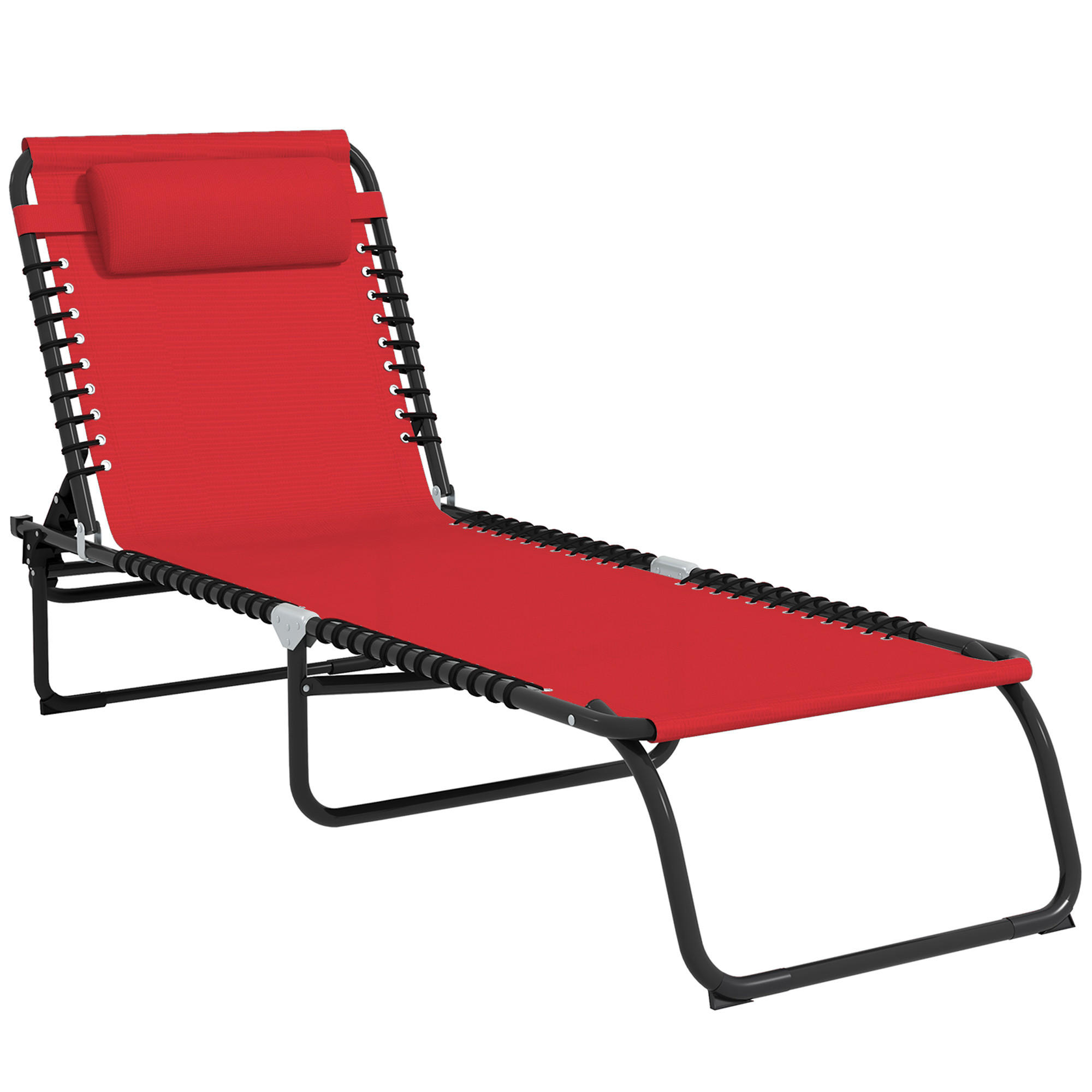SONNENLIEGE DE-15605 klappbar, 4-fach verstellbar, inkl. Kissen Rot - Weinrot, Metall (58/30/189cm) - ComfortXL