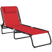 SONNENLIEGE DE-15605 klappbar, 4-fach verstellbar, inkl. Kissen Rot - Weinrot, Metall (58/30/189cm) - ComfortXL