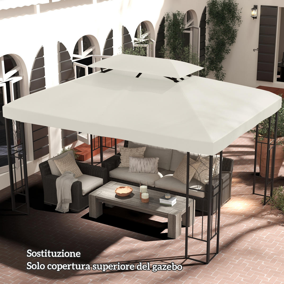 ERSATZDACH, 3x4 m wasserdichte Polyesterplane für Pavillon, UV-beständig, beige - Multicolor, Kunststoff (300/0.1/400cm) - FORIOUS