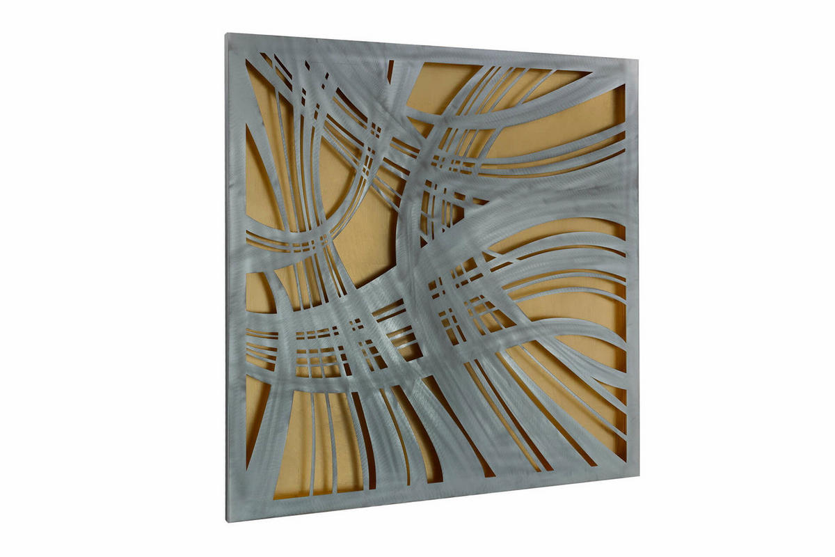 METALLBILD Gold 80/80 cm - Silberfarben/Goldfarben, Metall (3/80cm) - KUNSTLOFT