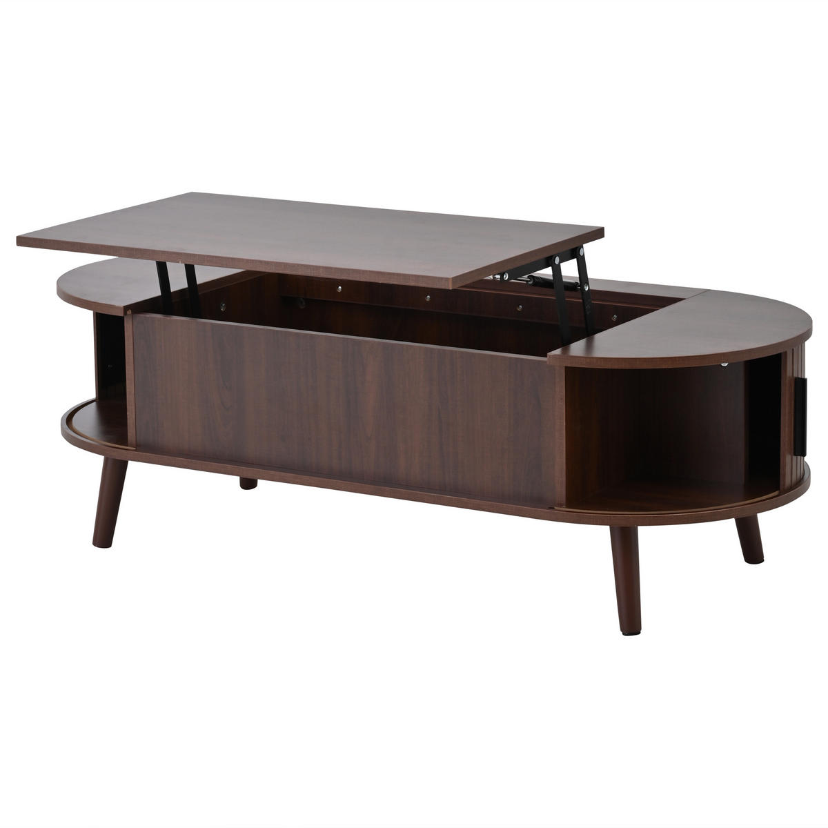COUCHTISCH 120/50/39,5 cm in Nussbaum aus MDF mit Hubfunktion und Stauraum - Walnussfarben, Holz/Holzwerkstoff (50/120/53.5cm) - CHICFURN