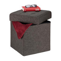 SITZHOCKER Braun mit Stauraum faltbar Stoff 41 cm - Braun, Holzwerkstoff/Textil (38/41/38cm) - Relaxdays