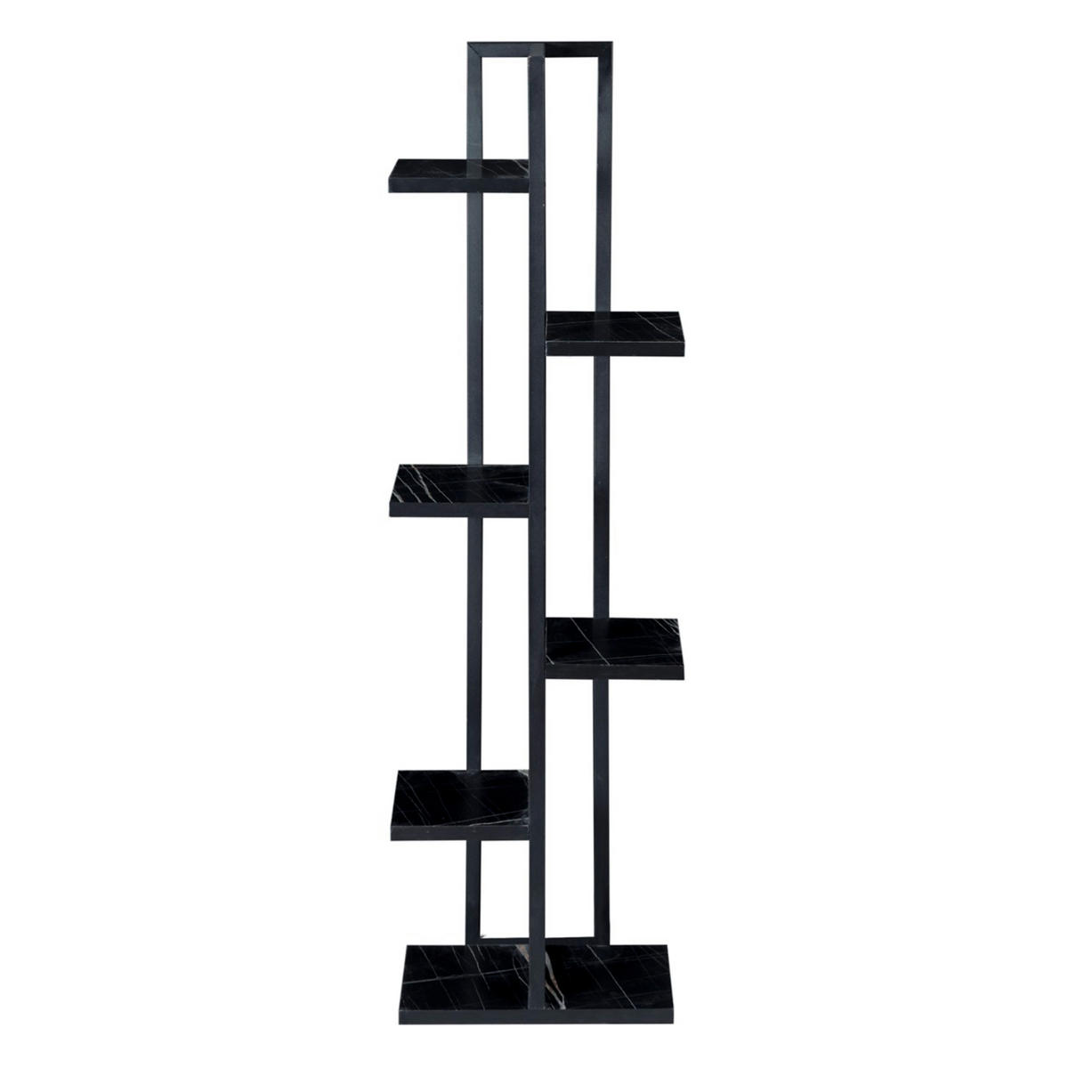 PFLANZENREGAL Tohmajärvi - Schwarz Hochglanz, Holzwerkstoff/Metall (34/120/21cm) - [en.casa]
