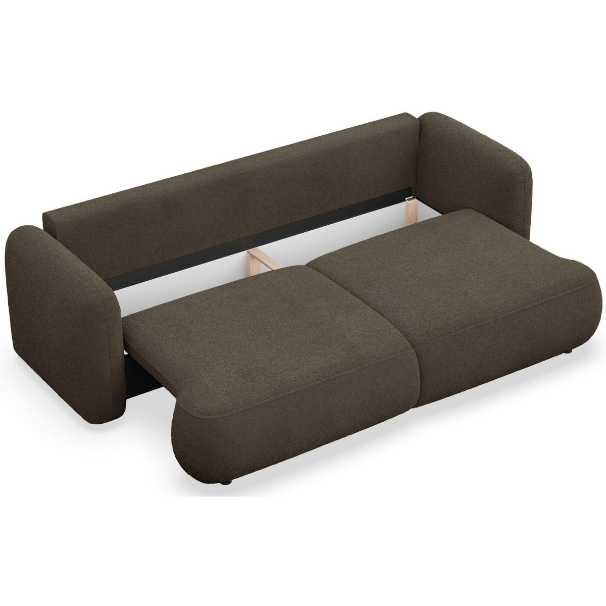 3-SITZER SCHLAFSOFA Tvoya Braun Bouclé - Schwarz/Braun, Kunststoff/Textil (253/82/110cm) - Selsey