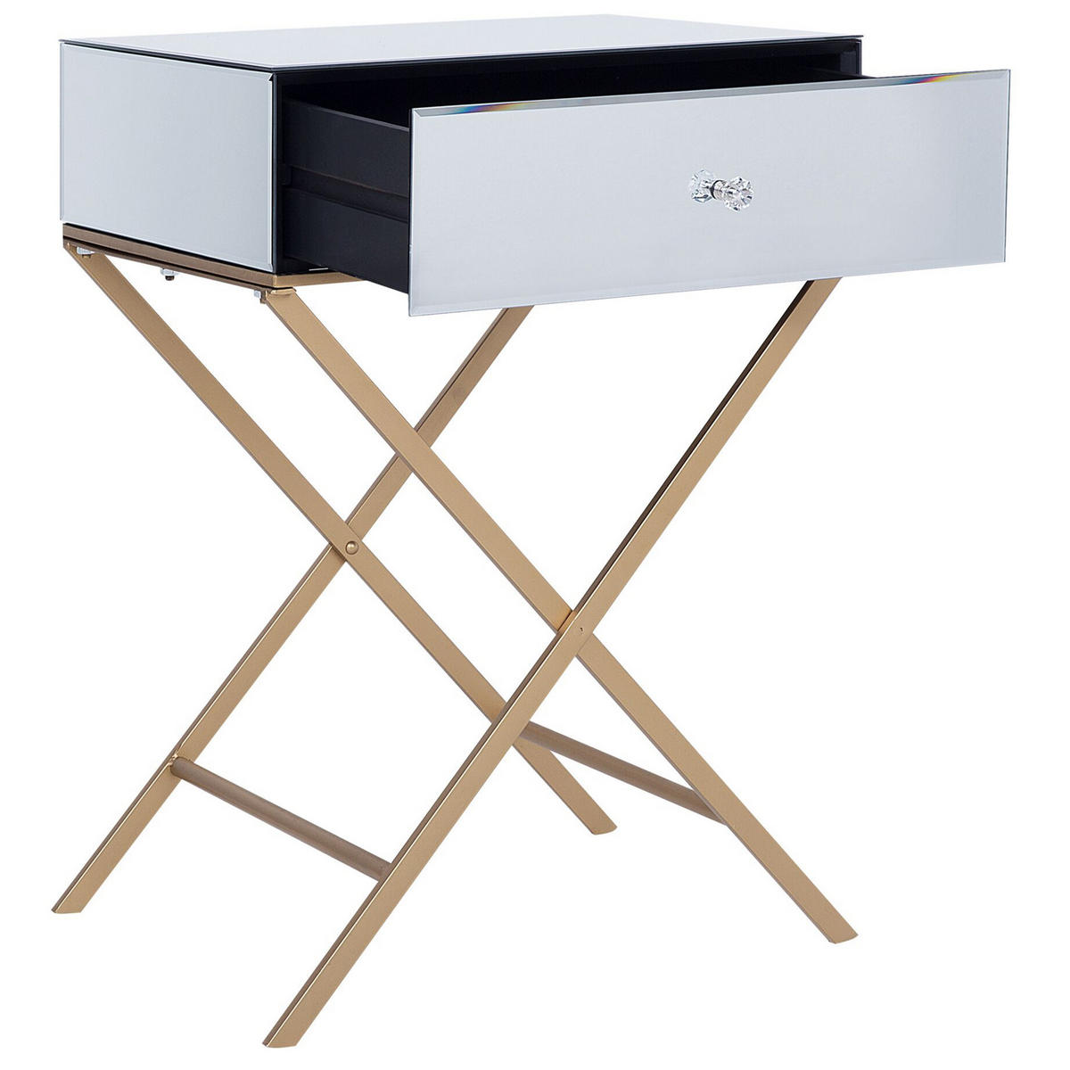 BEISTELLTISCH Spiegeleffekt rechteckig 40/50 cm Vivy - Silberfarben/Goldfarben, Glas (40/50/70cm) - Beliani