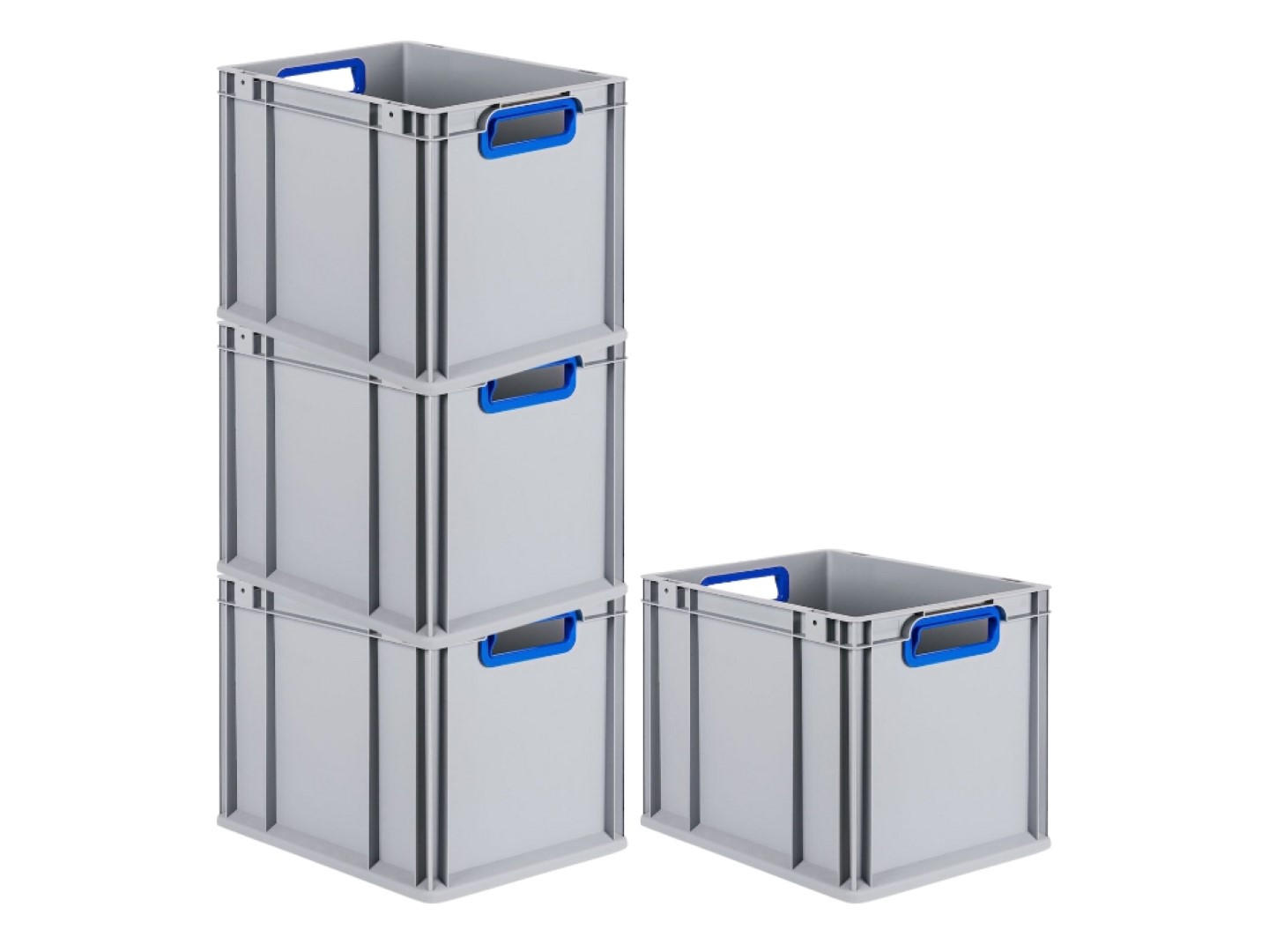 EUROBOX 4x Nextgen Color 32x30x40cm 30 Liter Griffe Blau Offen - Blau, Kunststoff (30/32/40cm) - PROREGAL